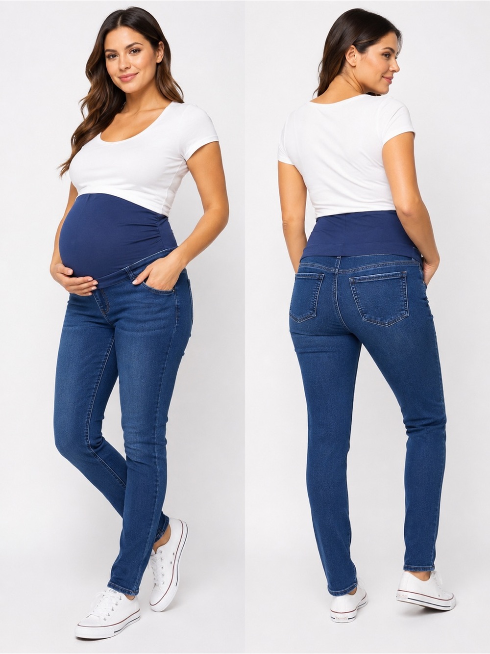 NEW Maternity Skinny Jeans Over-the-Bump Stretch Denim | Size